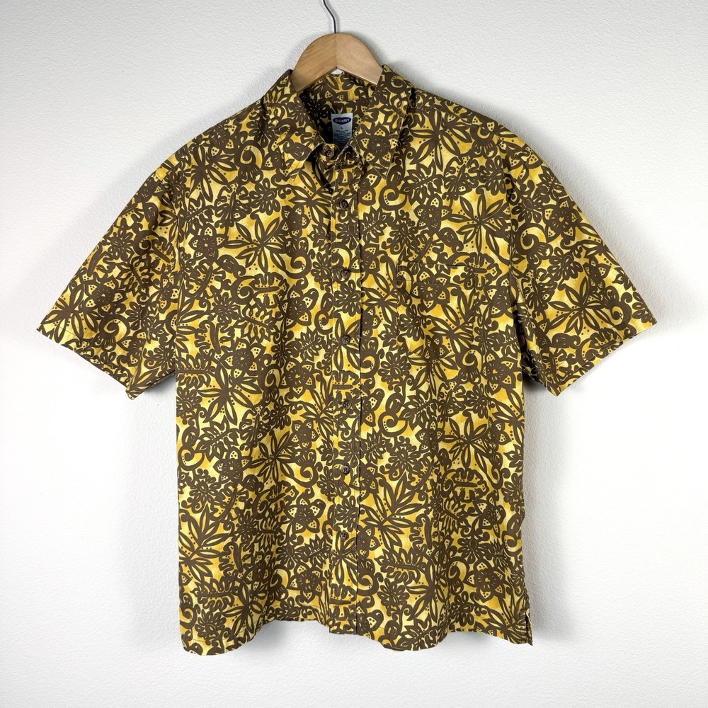 Vintage Y2K Old Navy Hawaiian Shirt Mens Large Tropical Retro Resortwear Vacay